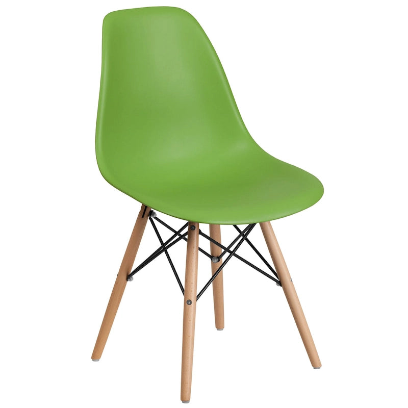 Mid-Century Modern Molded Plastic Side Chair with Wooden Legs
