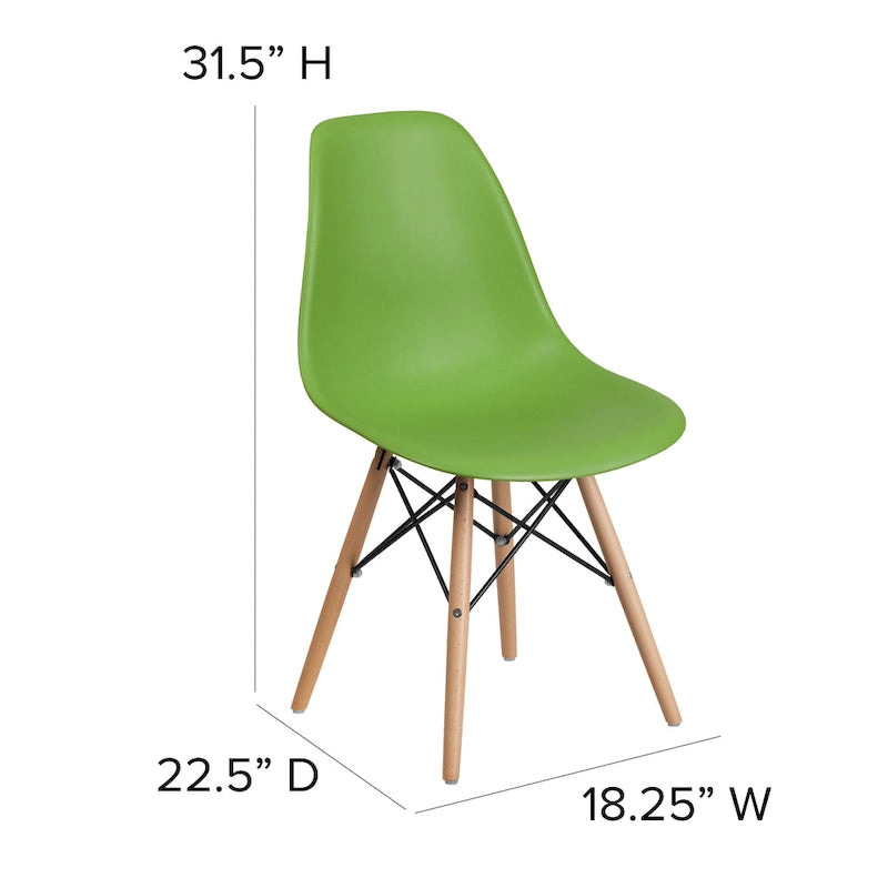 Mid-Century Modern Molded Plastic Side Chair with Wooden Legs