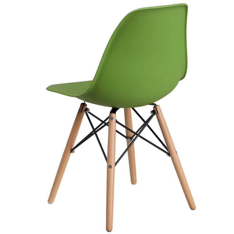 Mid-Century Modern Molded Plastic Side Chair with Wooden Legs