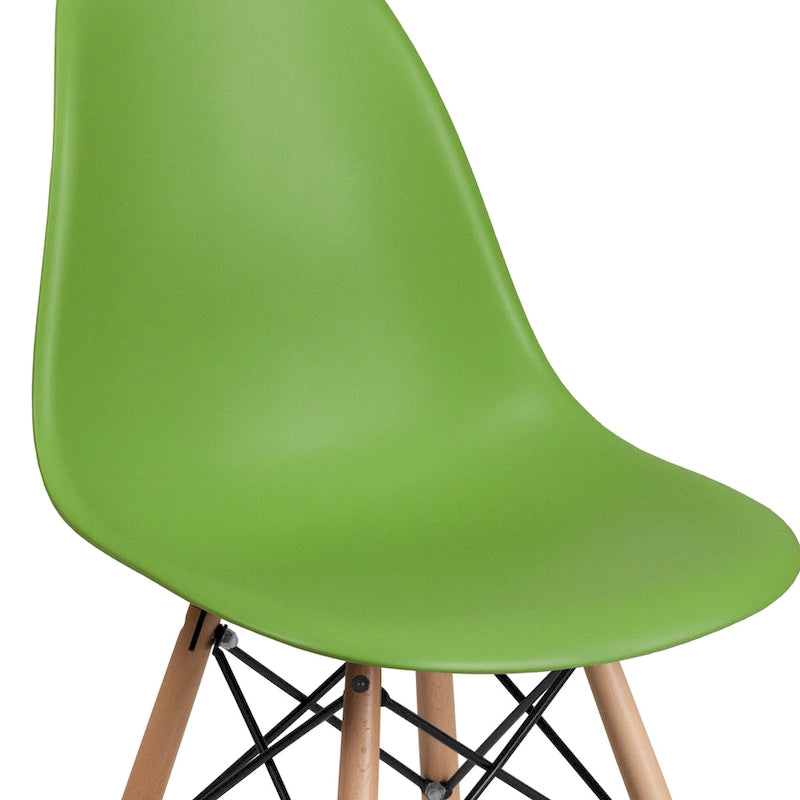 Mid-Century Modern Molded Plastic Side Chair with Wooden Legs