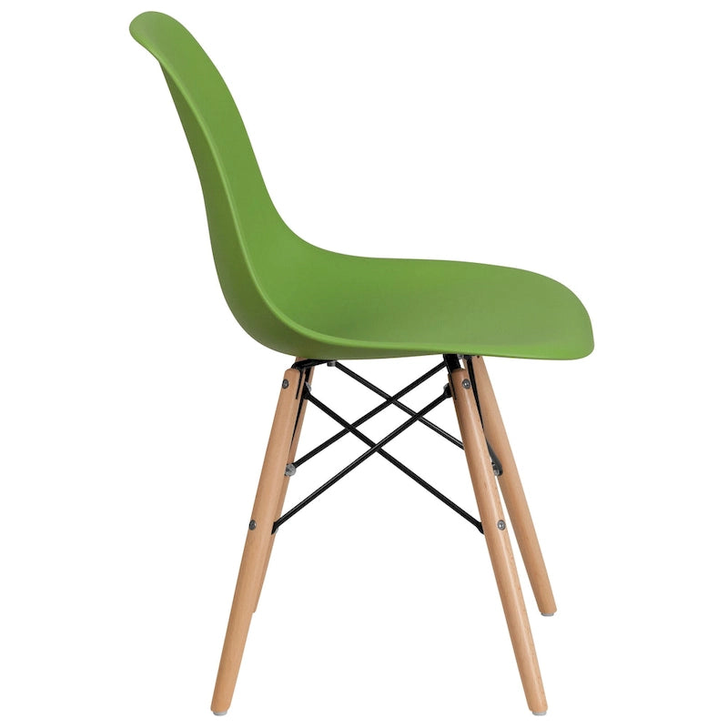 Mid-Century Modern Molded Plastic Side Chair with Wooden Legs