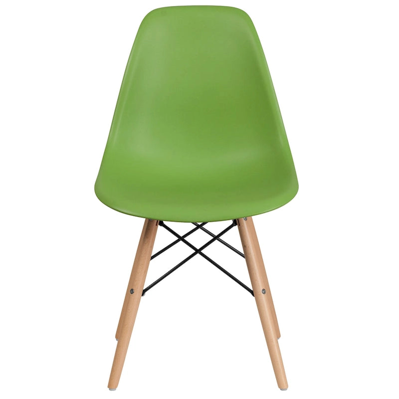 Mid-Century Modern Molded Plastic Side Chair with Wooden Legs