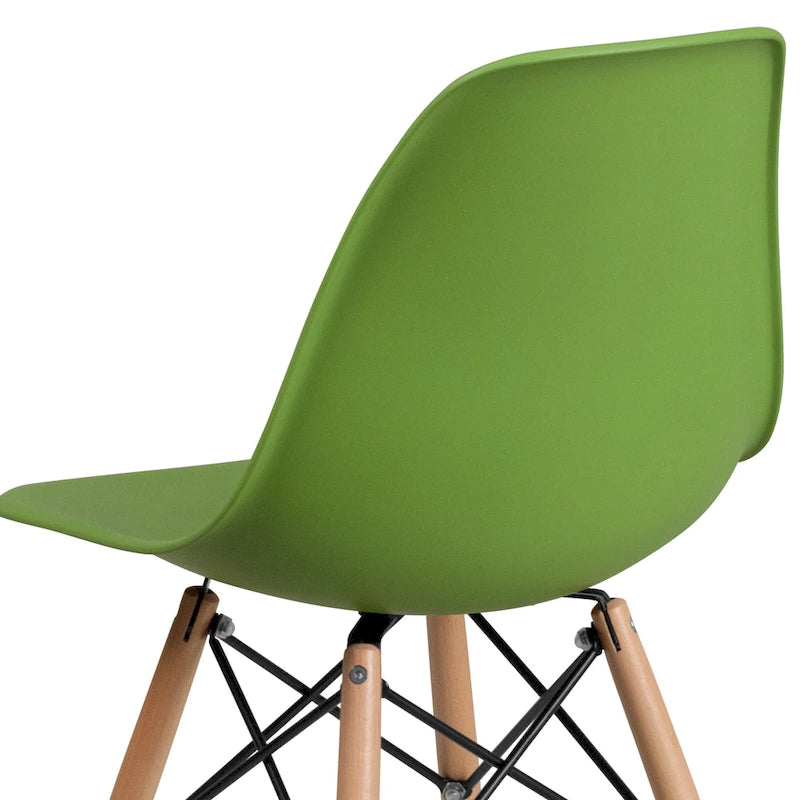 Mid-Century Modern Molded Plastic Side Chair with Wooden Legs