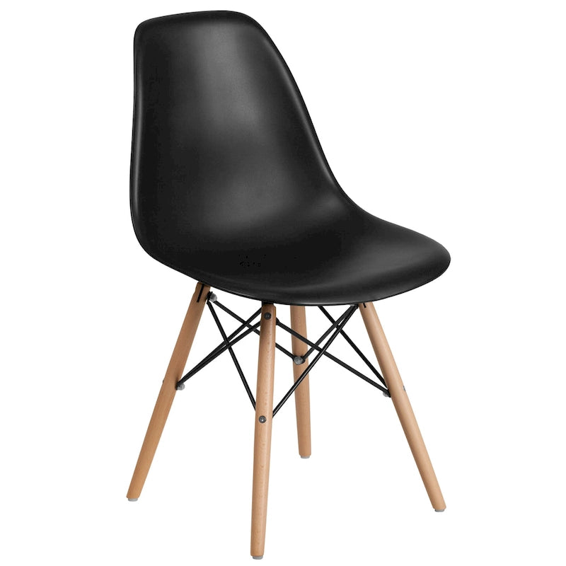 Mid-Century Modern Molded Plastic Side Chair with Wooden Legs
