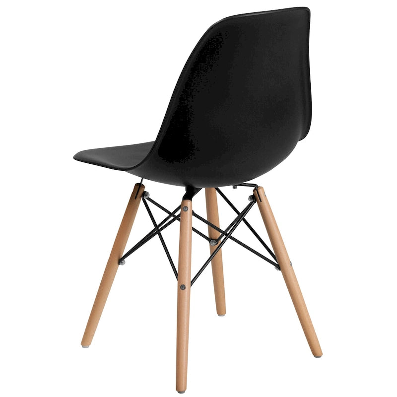 Mid-Century Modern Molded Plastic Side Chair with Wooden Legs