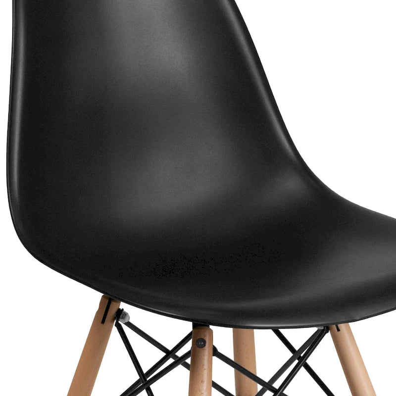 Mid-Century Modern Molded Plastic Side Chair with Wooden Legs