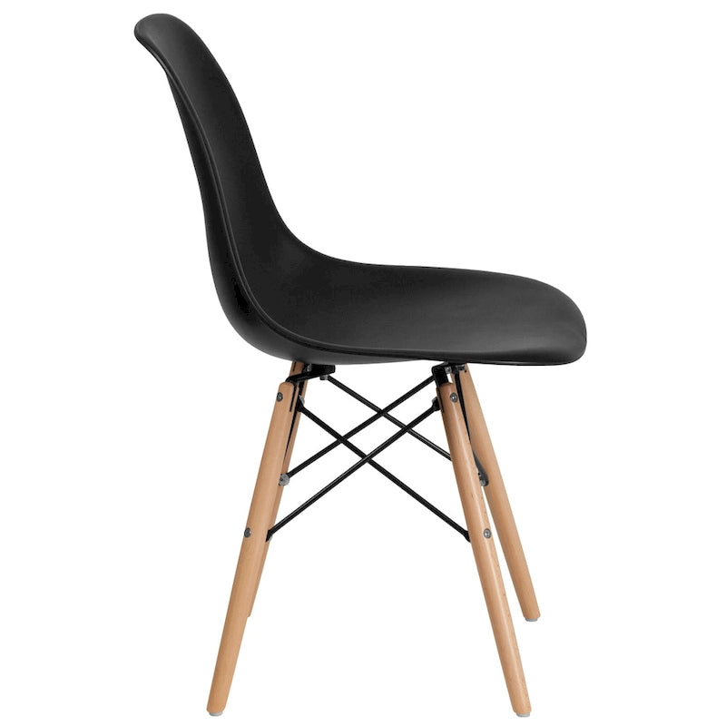 Mid-Century Modern Molded Plastic Side Chair with Wooden Legs