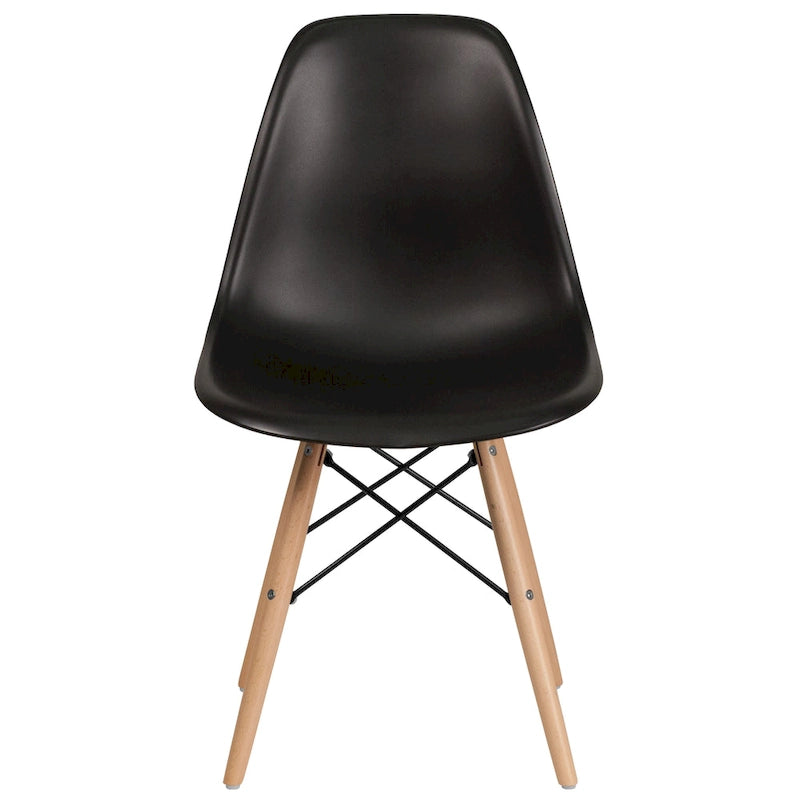 Mid-Century Modern Molded Plastic Side Chair with Wooden Legs