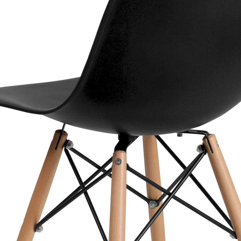 Mid-Century Modern Molded Plastic Side Chair with Wooden Legs