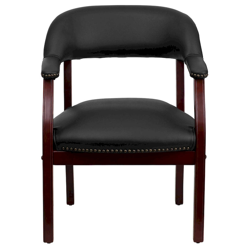Fauteuil de réception de bureau traditionnel capitonné de type fauteuil de capitaine, avec clous décoratifs sur les accoudoirs
