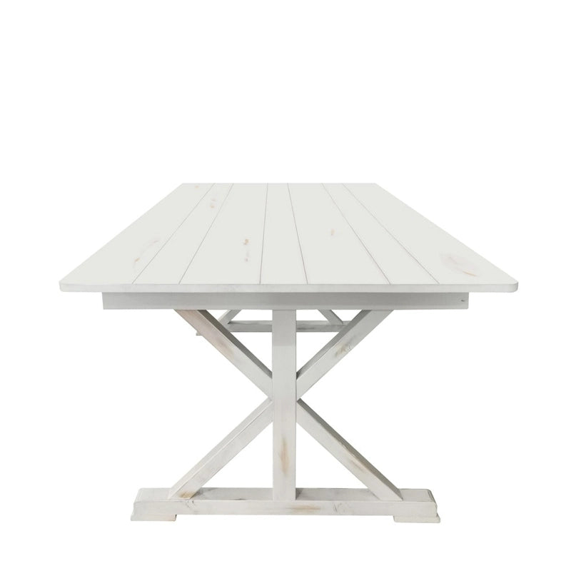 Antique Rustic Solid Pine Rectangular Folding Dining Table with X-Legs