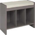 Entryway Storage Bench with Cushion and Open Cubbies Espresso