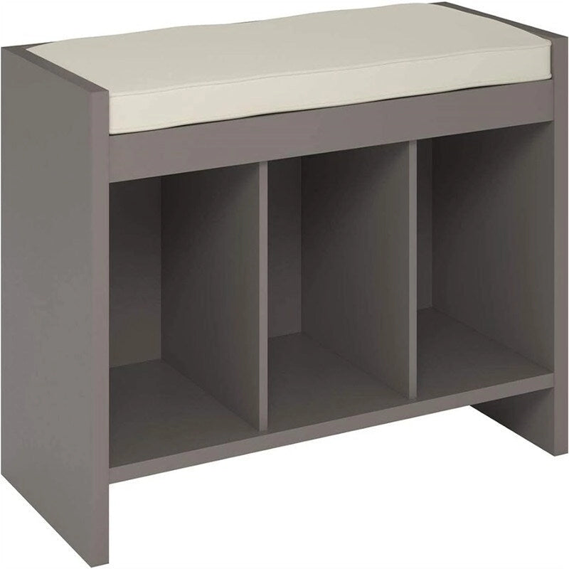 Entryway Storage Bench with Cushion and Open Cubbies Espresso