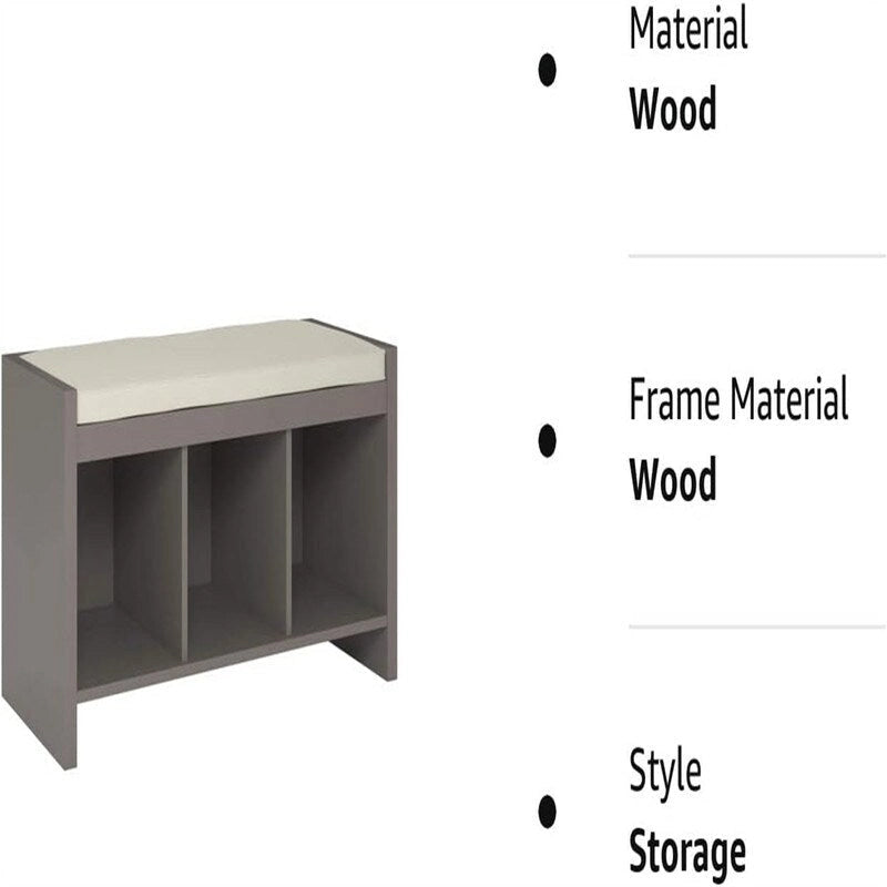Entryway Storage Bench with Cushion and Open Cubbies Espresso