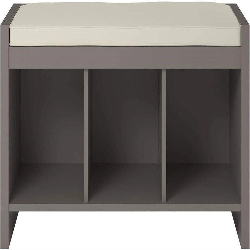 Entryway Storage Bench with Cushion and Open Cubbies Espresso
