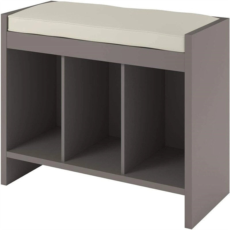 Entryway Storage Bench with Cushion and Open Cubbies Espresso