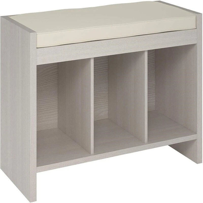 Entryway Storage Bench with Cushion and Open Cubbies Espresso