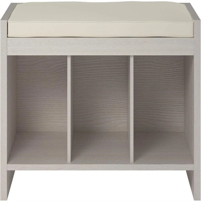 Entryway Storage Bench with Cushion and Open Cubbies Espresso