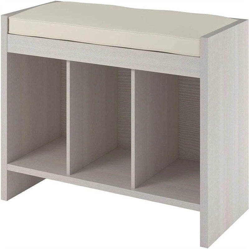 Entryway Storage Bench with Cushion and Open Cubbies Espresso