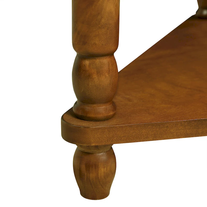Dreieckiger Beistelltisch für die Ecke mit Schublade und zwei Ablagen aus Holz mit Used-Optik