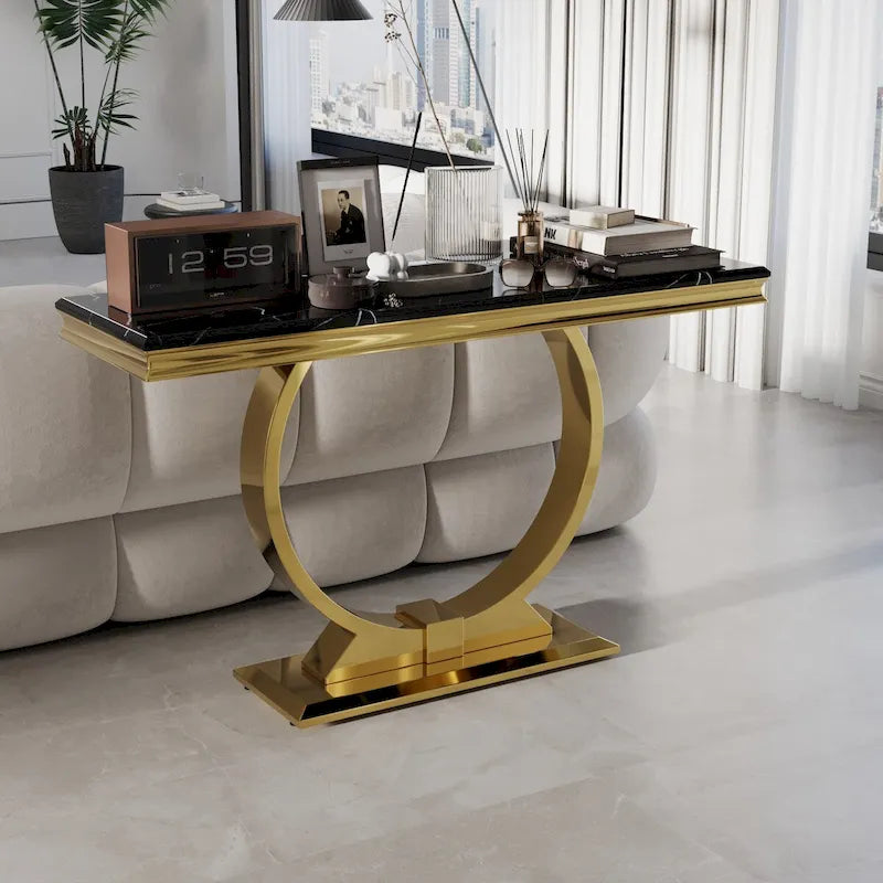 50-Inch Rectangle Console Table with U-Shaped Metal Base, MDF Top, Multiple Colors