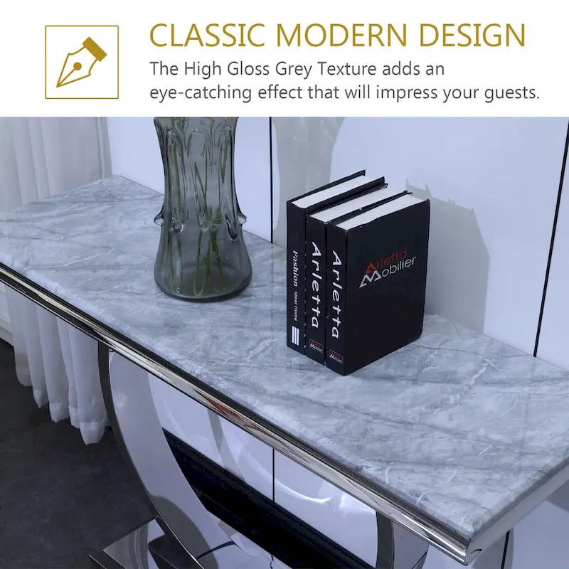 50-Inch Rectangle Console Table with U-Shaped Metal Base, MDF Top, Multiple Colors