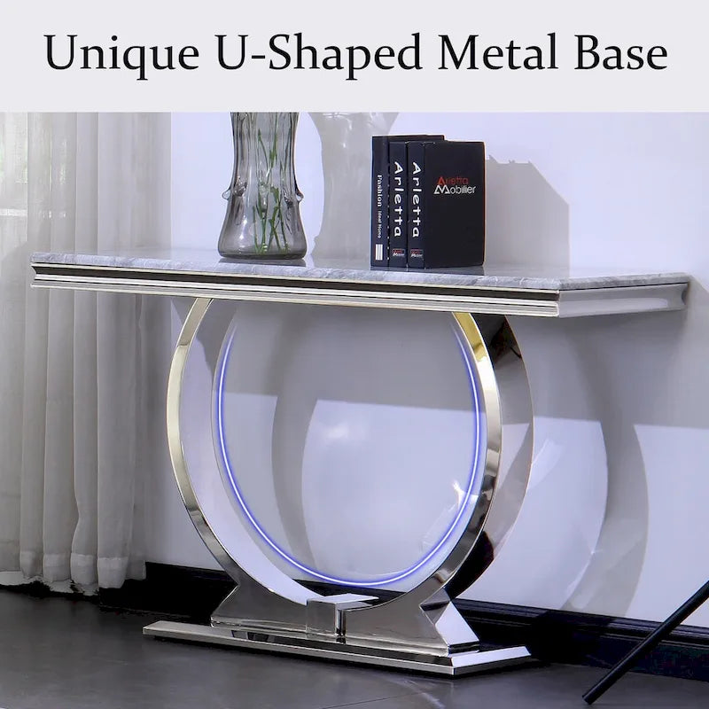 50-Inch Rectangle Console Table with U-Shaped Metal Base, MDF Top, Multiple Colors
