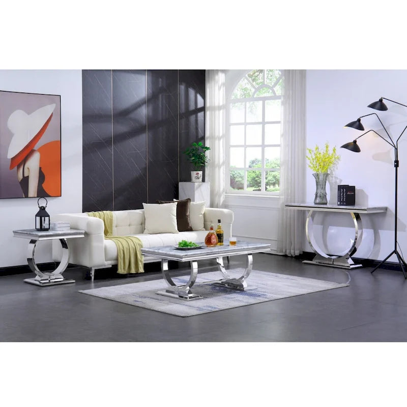 50-Inch Rectangle Console Table with U-Shaped Metal Base, MDF Top, Multiple Colors