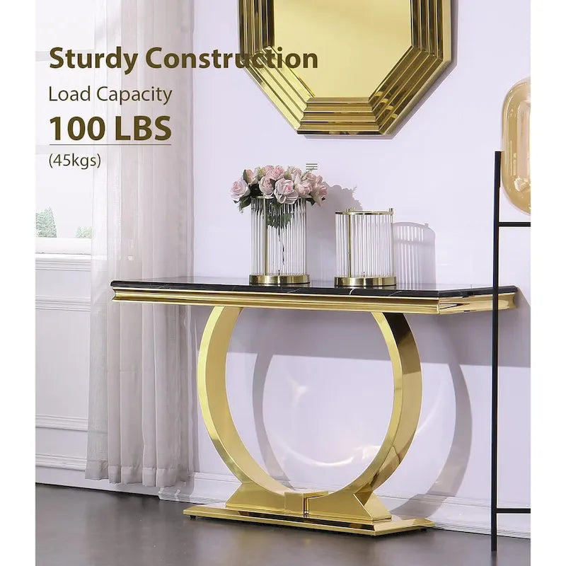 50-Inch Rectangle Console Table with U-Shaped Metal Base, MDF Top, Multiple Colors