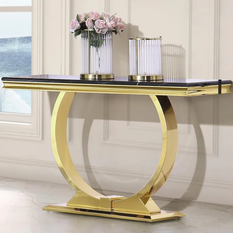 50-Inch Rectangle Console Table with U-Shaped Metal Base, MDF Top, Multiple Colors