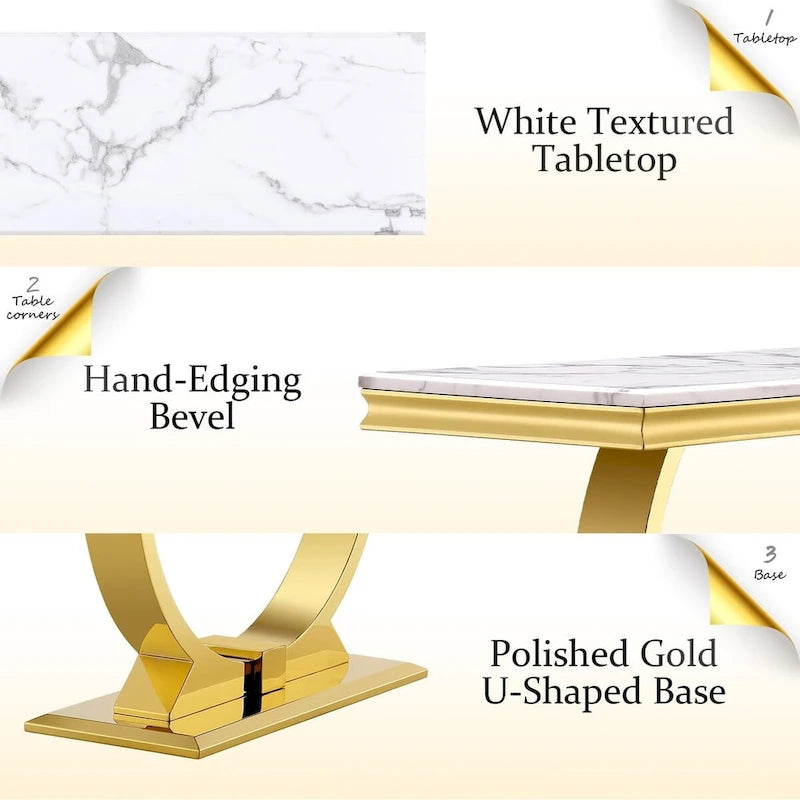50-Inch Rectangle Console Table with U-Shaped Metal Base, MDF Top, Multiple Colors