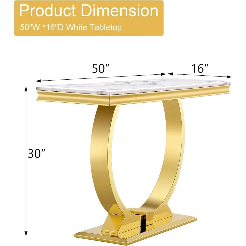 50-Inch Rectangle Console Table with U-Shaped Metal Base, MDF Top, Multiple Colors