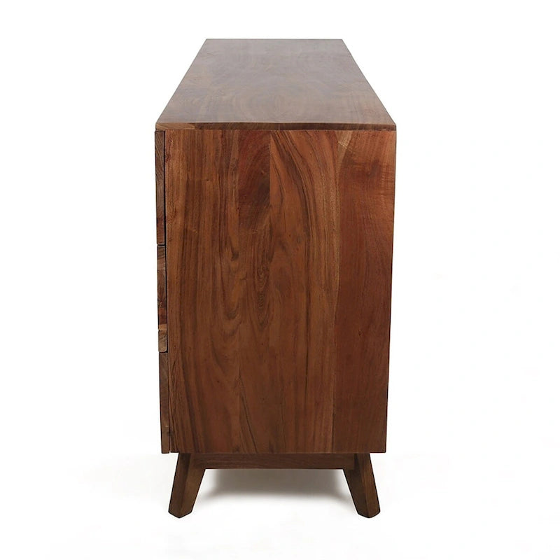 Six Drawer Solid Acacia Wood Sideboard Natural Brown Live Edge