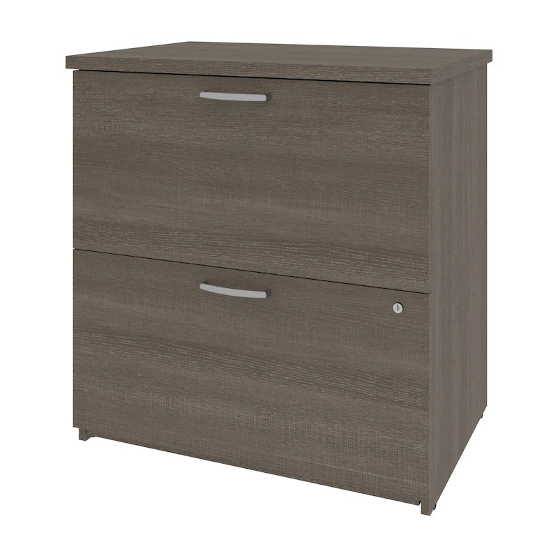 29W 2-Drawer Lateral File Cabinet with Lock Gray Wood Finish