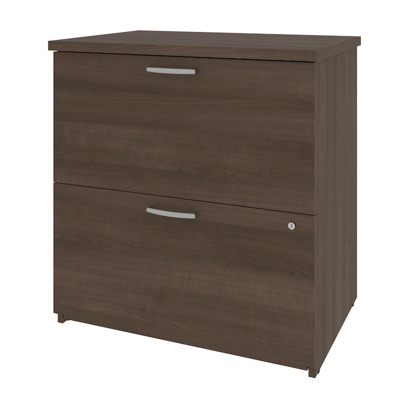 29W 2-Drawer Lateral File Cabinet with Lock Gray Wood Finish