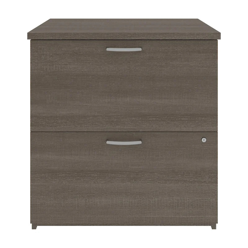 29W 2-Drawer Lateral File Cabinet with Lock Gray Wood Finish