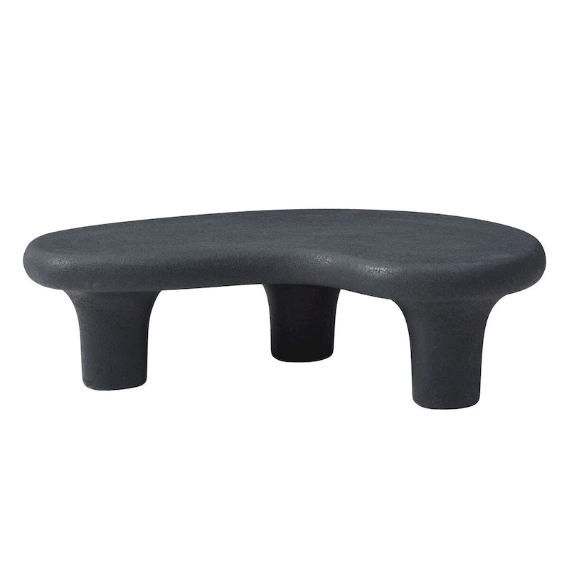 Black Fiberglass Cloud-Shaped Coffee Table with 3 Sculptural Legs, Matte Finish