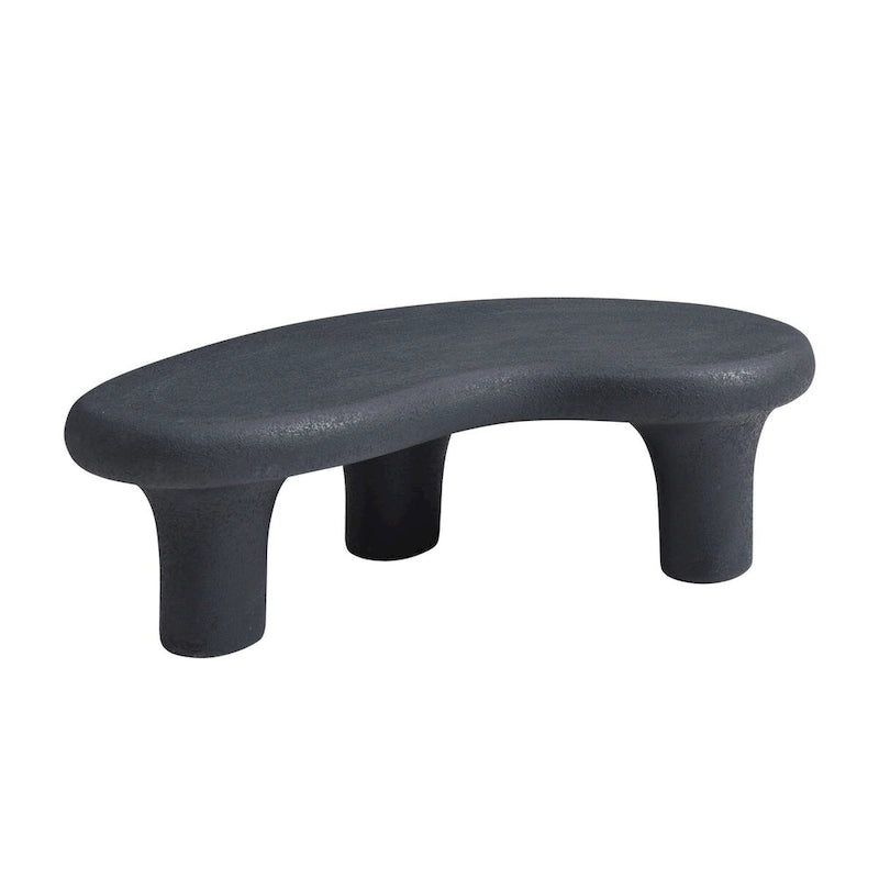 Black Fiberglass Cloud-Shaped Coffee Table with 3 Sculptural Legs, Matte Finish