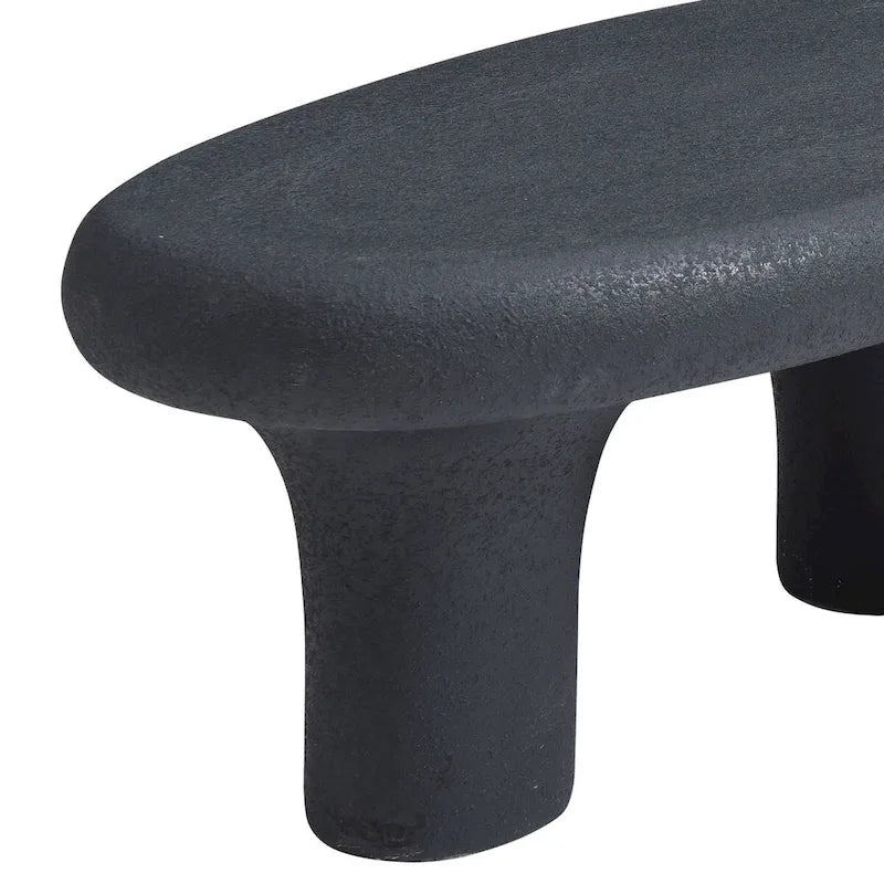 Black Fiberglass Cloud-Shaped Coffee Table with 3 Sculptural Legs, Matte Finish