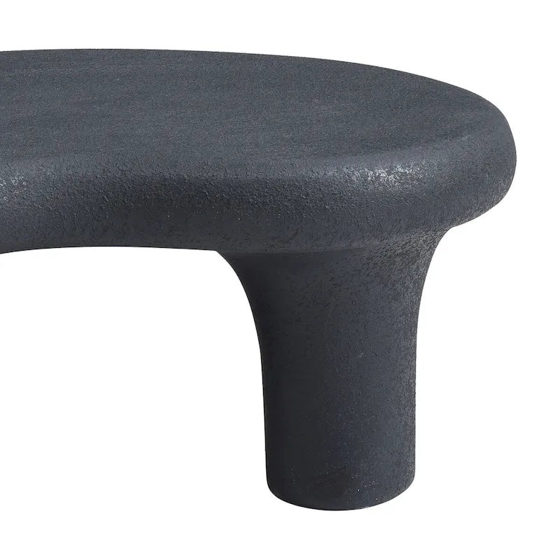 Black Fiberglass Cloud-Shaped Coffee Table with 3 Sculptural Legs, Matte Finish