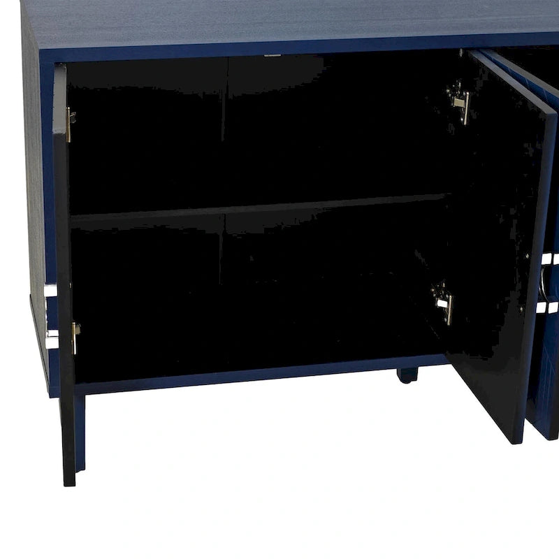 4-Door MDF Storage Cabinet with Solid Wood Pine Legs and Zinc Alloy Pulls