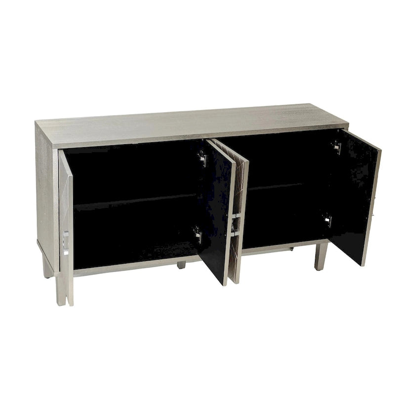 4-Door MDF Storage Cabinet with Solid Wood Pine Legs and Zinc Alloy Pulls