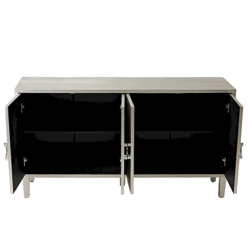 4-Door MDF Storage Cabinet with Solid Wood Pine Legs and Zinc Alloy Pulls