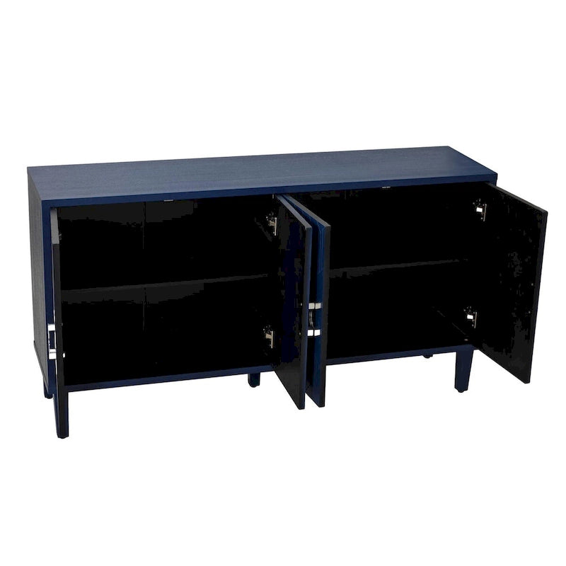 4-Door MDF Storage Cabinet with Solid Wood Pine Legs and Zinc Alloy Pulls