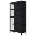 Metal Storage Cabinet with Four Tempered Glass Doors and Adjustable Shelves