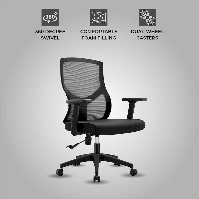 Mid-Back Ergonomic Mesh Office Chair with Adjustable Height and Swivel