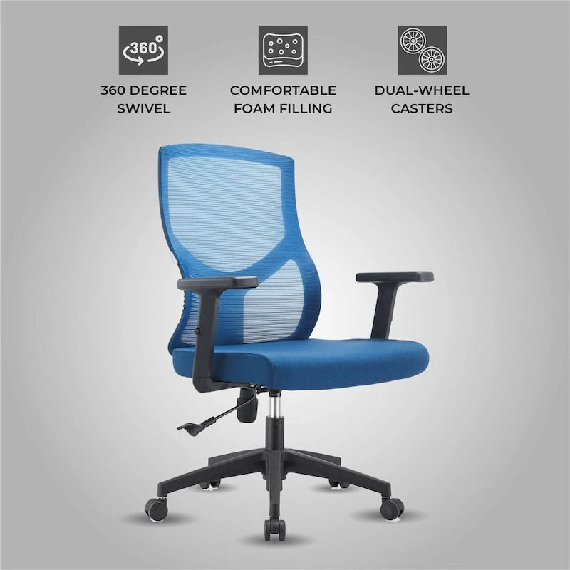 Mid-Back Ergonomic Mesh Office Chair with Adjustable Height and Swivel