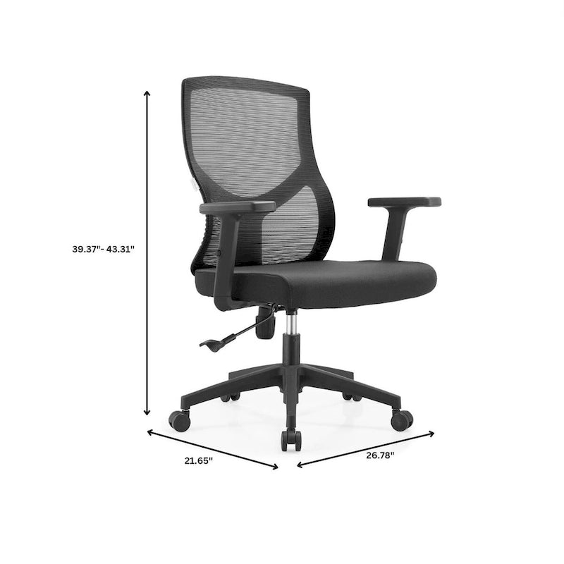 Mid-Back Ergonomic Mesh Office Chair with Adjustable Height and Swivel