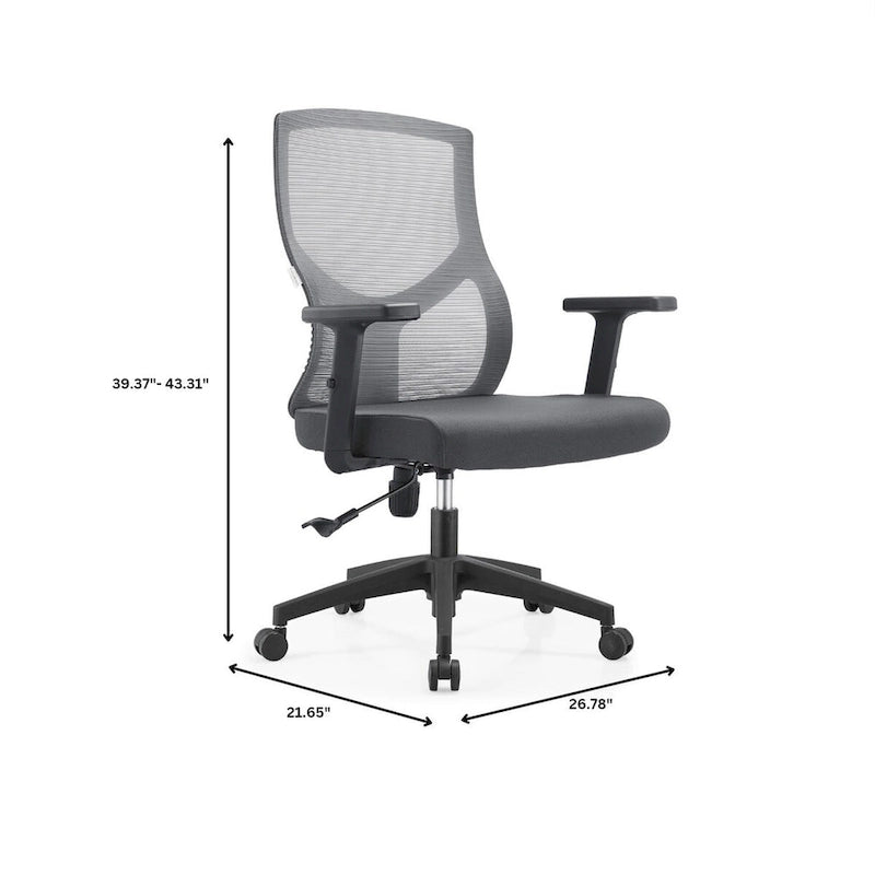 Mid-Back Ergonomic Mesh Office Chair with Adjustable Height and Swivel