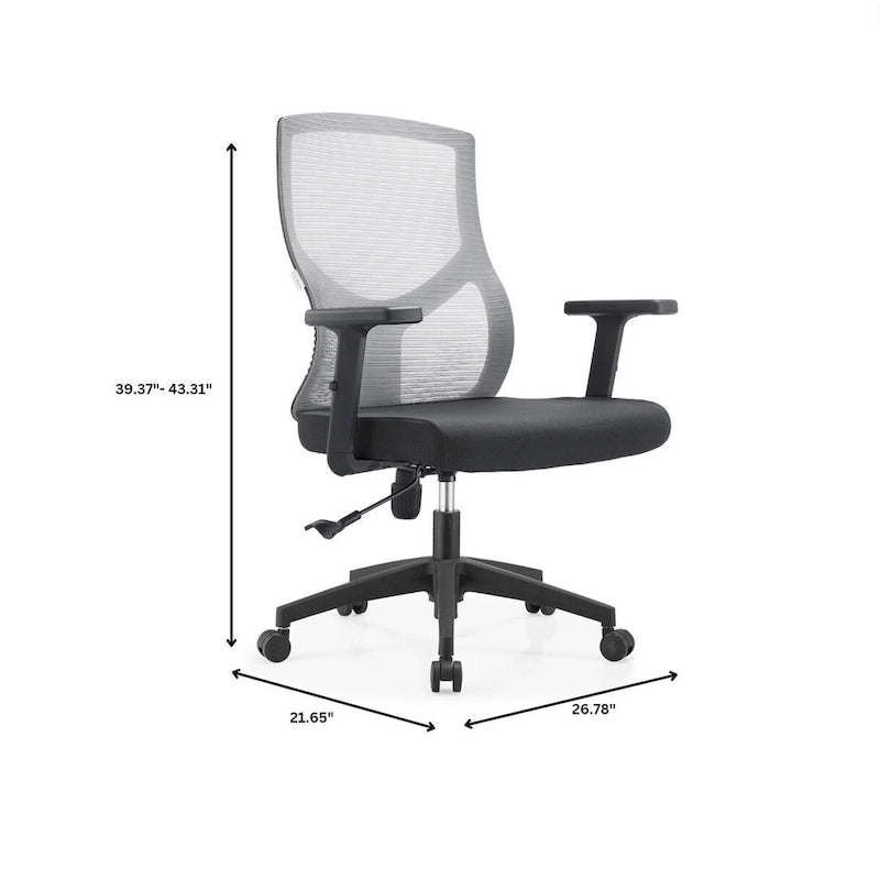 Mid-Back Ergonomic Mesh Office Chair with Adjustable Height and Swivel